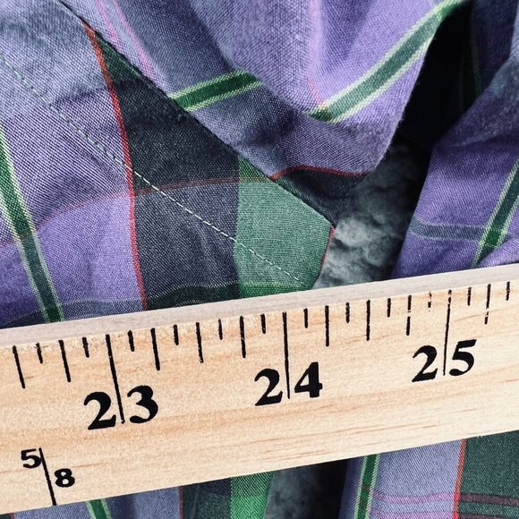 Orvis Mens Shirt Large Green Purple Plaid 100% Cotton Button Front Shirt Pockets - Picture 6 of 8
